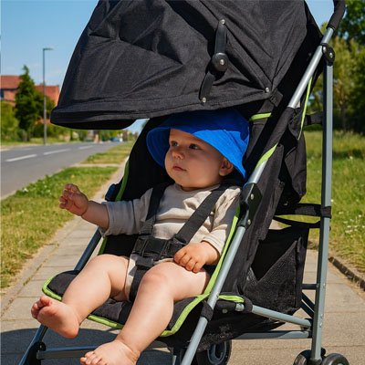 Par soleil pour poussette noir avec fenêtre pour surveiller bébé facilement