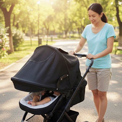 Par soleil pour poussette noir extérieur protection soleil et chaleur