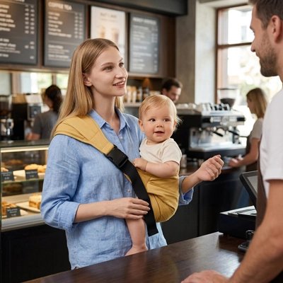 Porte bébé ajustable pratique facilitant les activités quotidiennes tout en gardant bébé contre soi