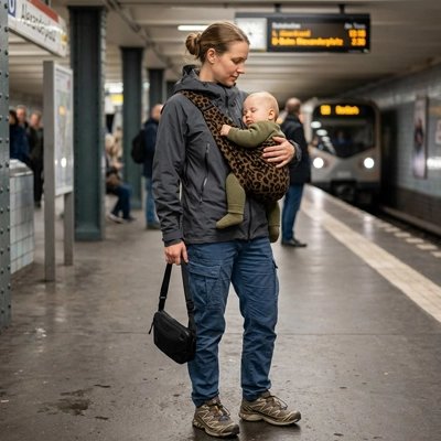 Bébé blotti contre son parent dans un porte bébé confortable