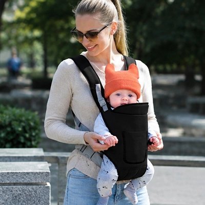 Porte bébé noir physiologique confortable pour nouveau-né