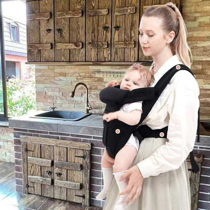Porte bébé physiologique noir, alliant confort, style et bien-être pour bébé et maman
