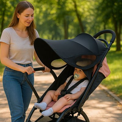 Protégez bébé facilement avec ce par soleil pour poussette pratique