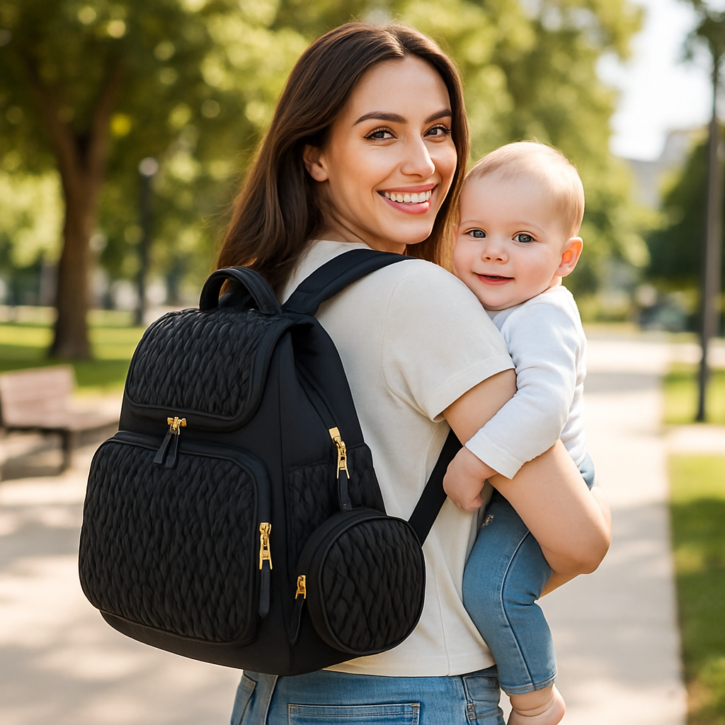 Sac a dos a langer tinytote couleur noir pour bebe