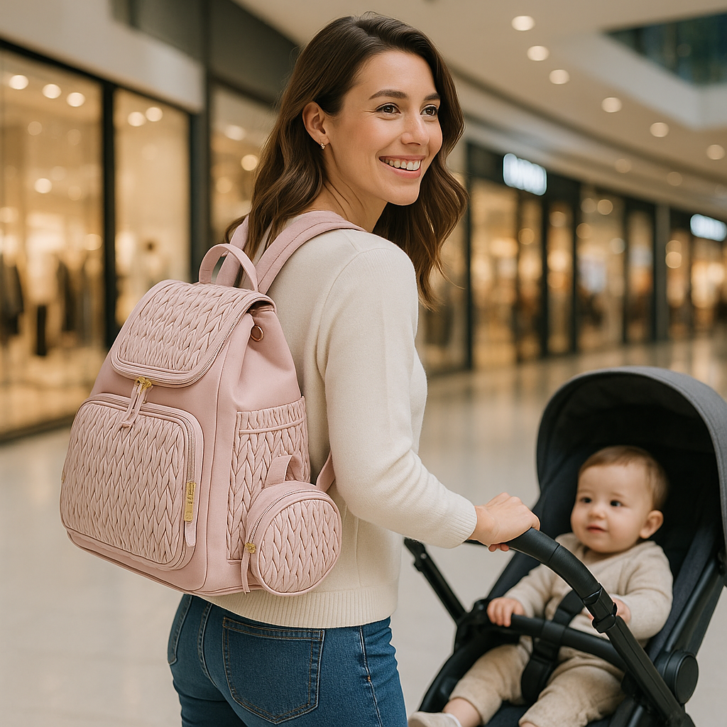 Sac a dos a langer tinytote couleur rose pour bébé