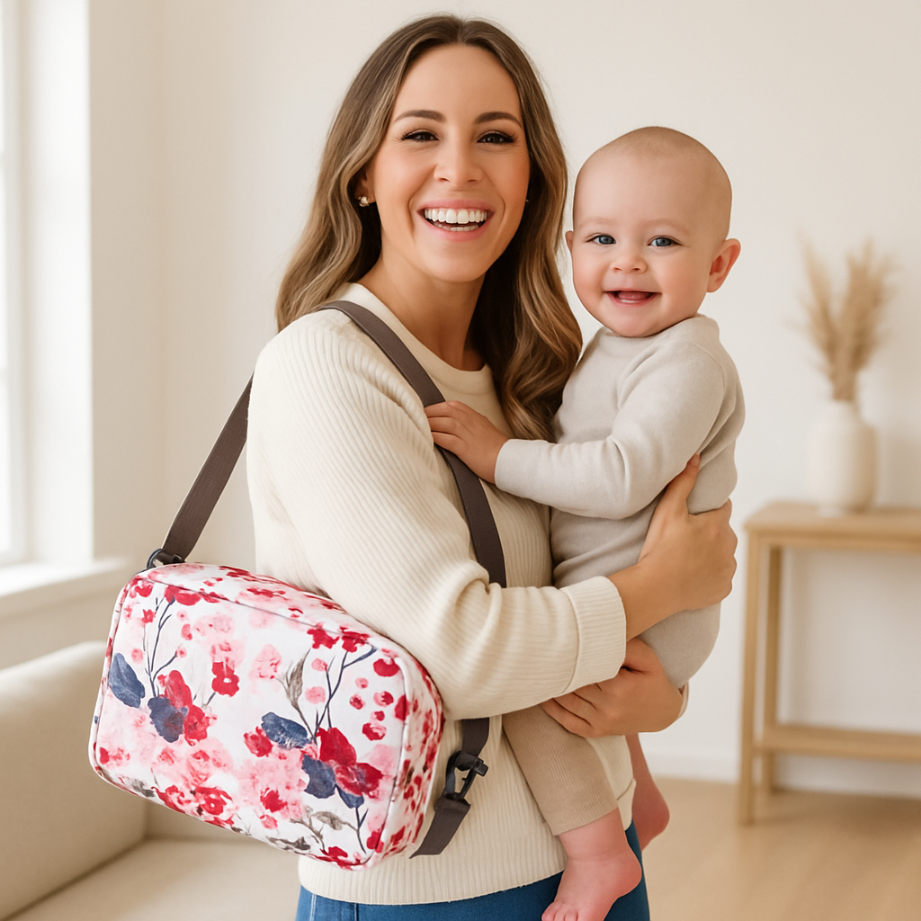 Sac a langer bebe a fleur élégant et fonctionnel pour maman et bébé lors des sorties