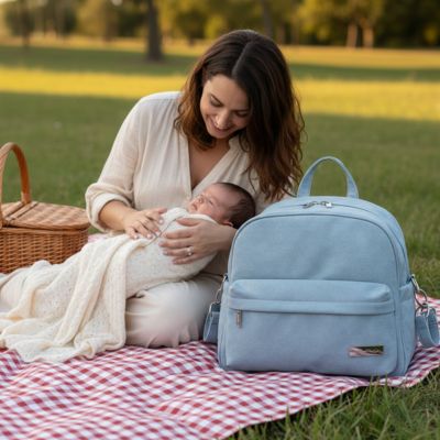 Sac a langer bebe luxe bleu design élégant