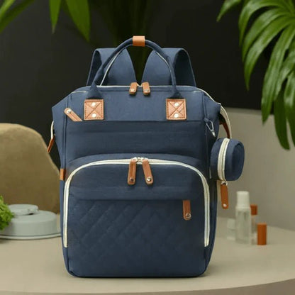 Sac a langer bleu élégant et fonctionnel avec multiples poches pour parents organisés