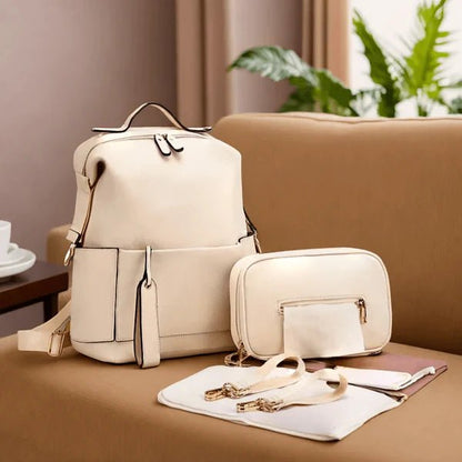 Sac à langer cuir beige chic et durable pour maman