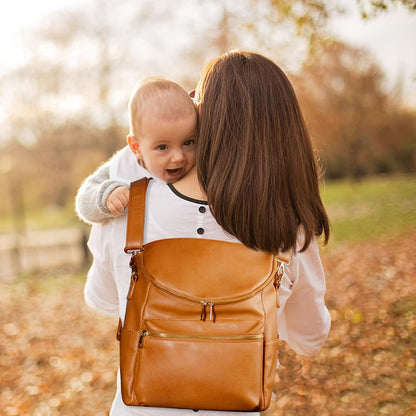 Sac à langer luxe en cuir avec bandoulière ajustable élégant et pratique pour sorties avec bébé