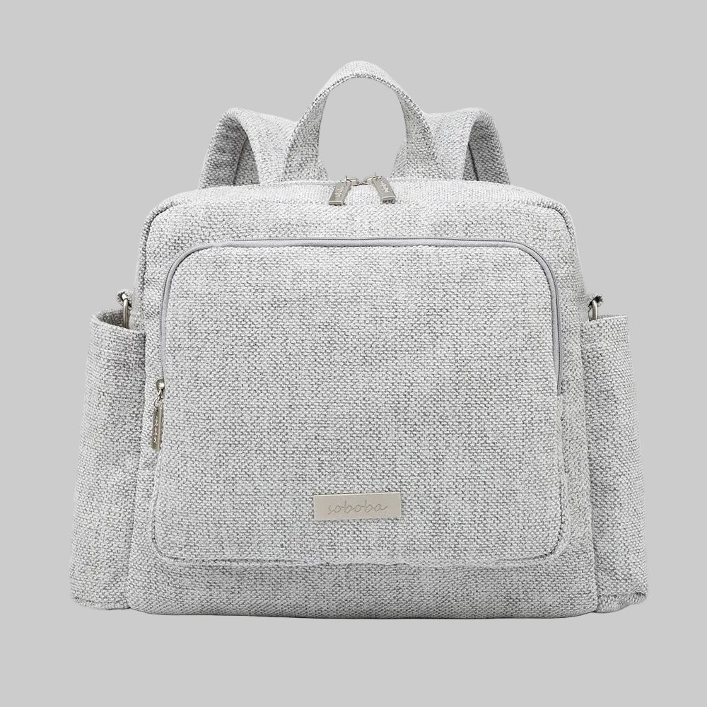 Sac à langer luxe grande capacité gris avec multiples compartiments pour bébé