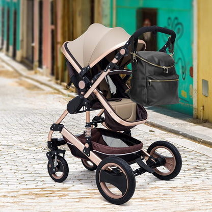 Sac à langer luxe noir en cuir avec bandoulière élégant et pratique pour les sorties de bébé