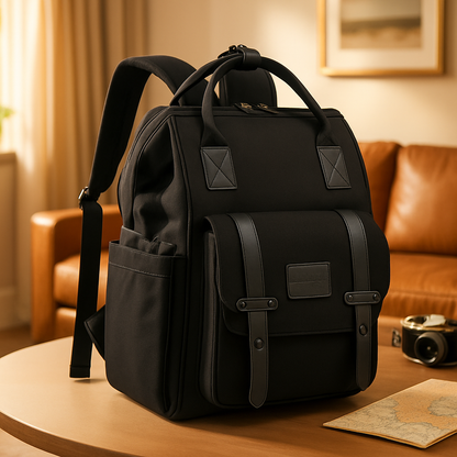 Sac à langer noir nomade et confortable idéal pour les déplacements avec bébé