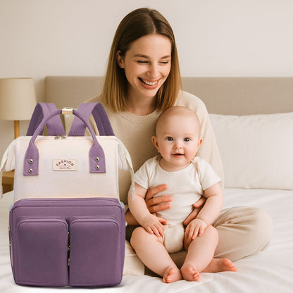  Sac a langer violet élégant pour maman et bébé pratique et organisé pour toutes sorties