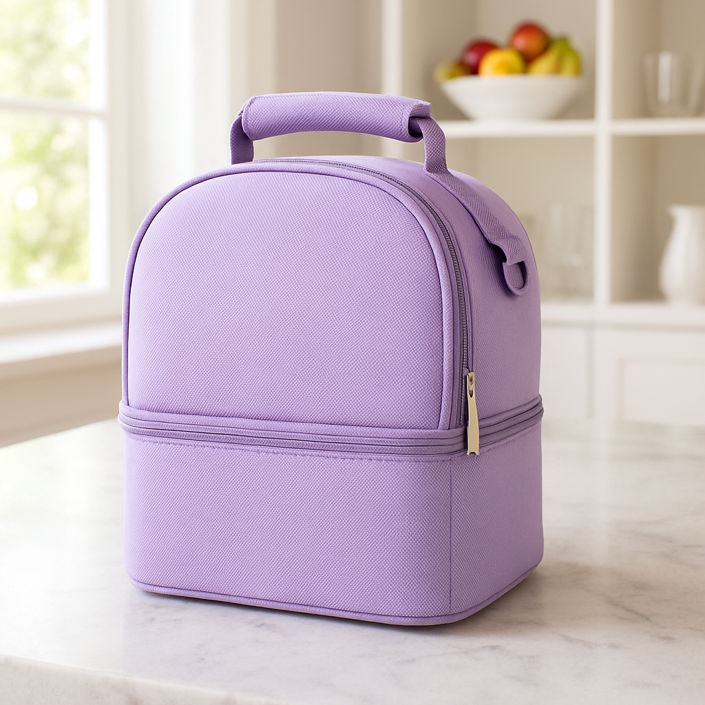 Sac bébé isotherme violet compact et design pour garder les biberons à température parfaite