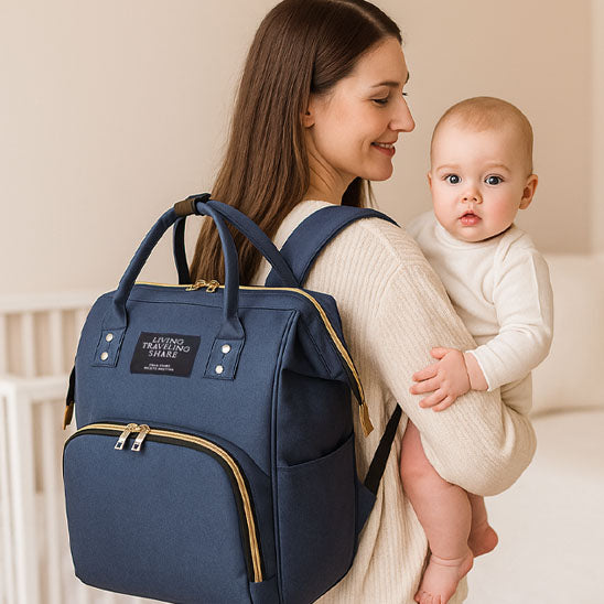 Sac langer bleu pratique et élégant pour sorties avec bébé