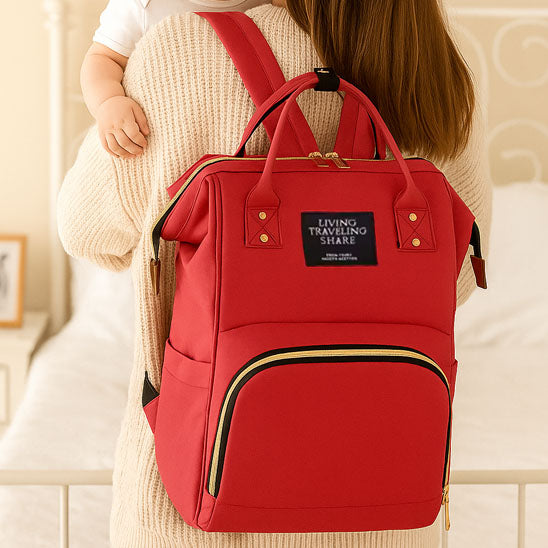 Sac langer rouge pratique et élégant pour sorties avec bébé
