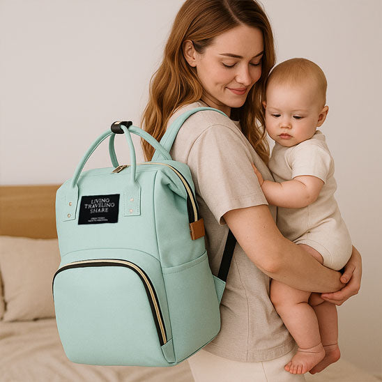 Sac langer vert pratique et élégant pour sorties avec bébé