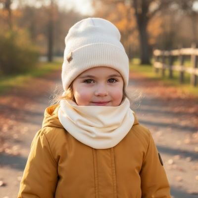 Snood enfant beige cache cou chaud