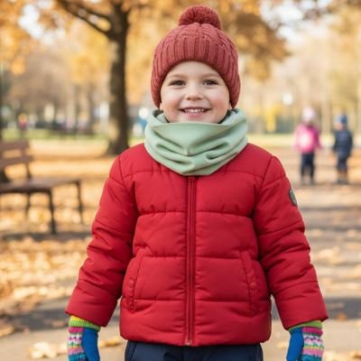 Snood enfant vert protège cou du froid très confortable