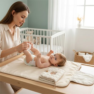 Tapis à langer imperméable avec tissu coton doux et protection anti-fuite pour bébé