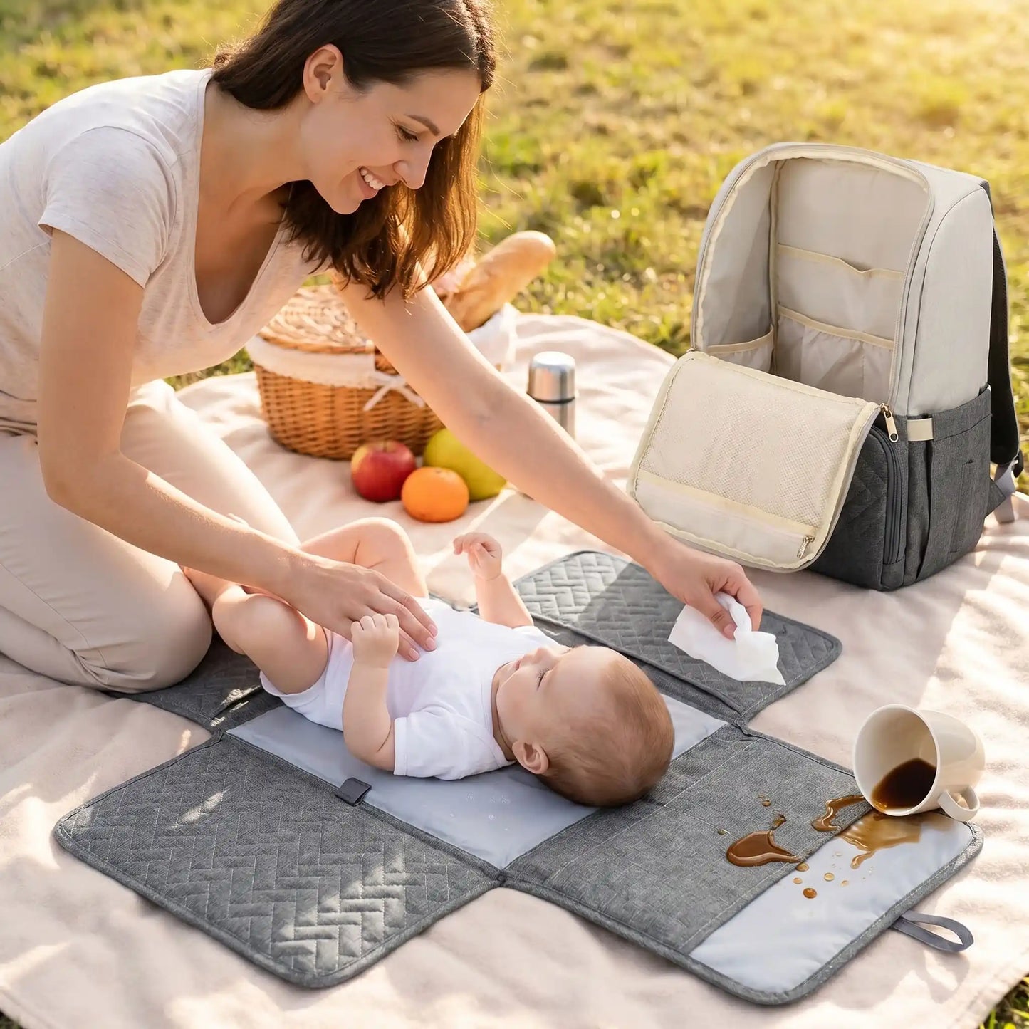 Tapis à langer nomade portable et imperméable, idéal pour changer bébé partout, pratique et facile à transporter