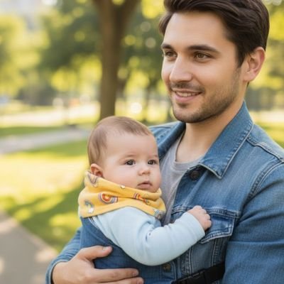 Tour de cou bebe jaune avec motif nuage qui protège bébé 