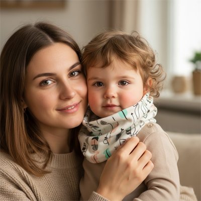 Tour de cou enfant avec motif plume
