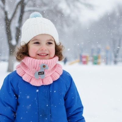 Tour de cou enfant rose avec motif girafe